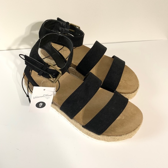 Black Chunky Sandals 8 Wide by Universal Threads - Picture 10 of 16